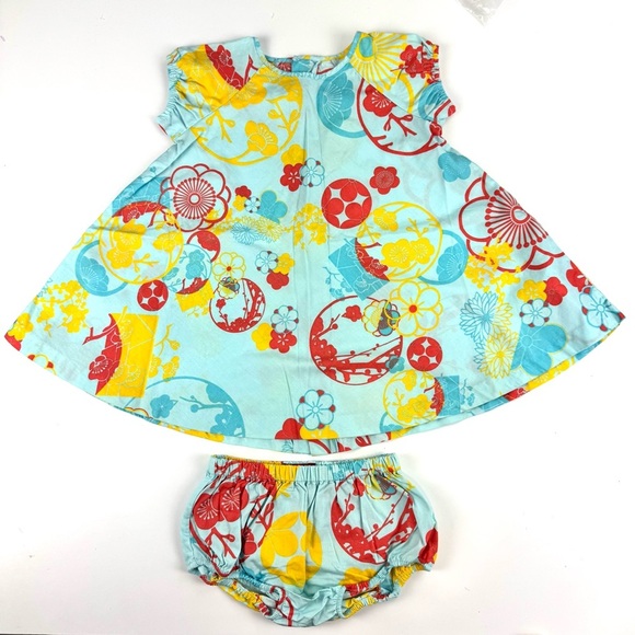 kenzo jungle Other - Kenzo Jungle NEW Baby Sz 12M Blue Floral Dress with Panty Set Lightweight Cotton